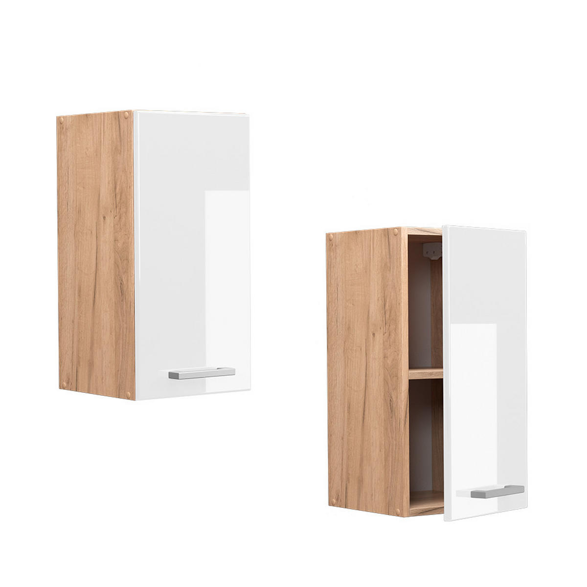 HÄNGESCHRANK R-Line Weiß Hochglanz 30 cm - Honigeiche/Weiß Hochglanz, Holzwerkstoff (30/60/31cm) - Vicco