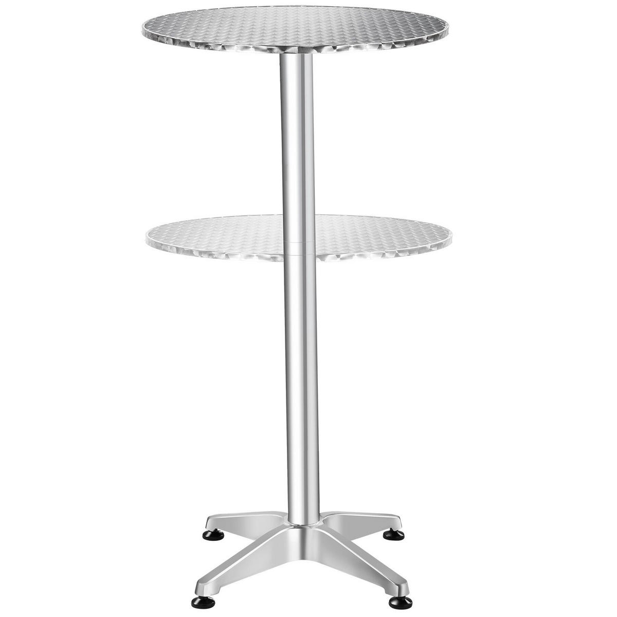BISTROTISCH aus Aluminium Frederic, höhenverstellbare Kunststofffüße, silber - Silberfarben, Holz (67/67/110cm) - tectake