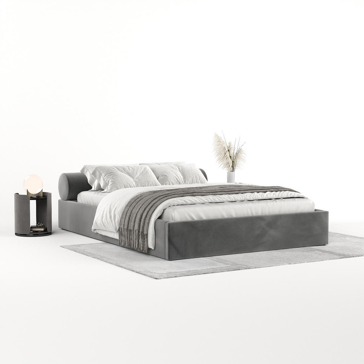 POLSTERBETT Solvo mit Stauraum 160/200 cm Stahl im Kronos Stoff - Schwarz/Naturfarben, Holz/Holzwerkstoff (160/200cm) - AltaBeds