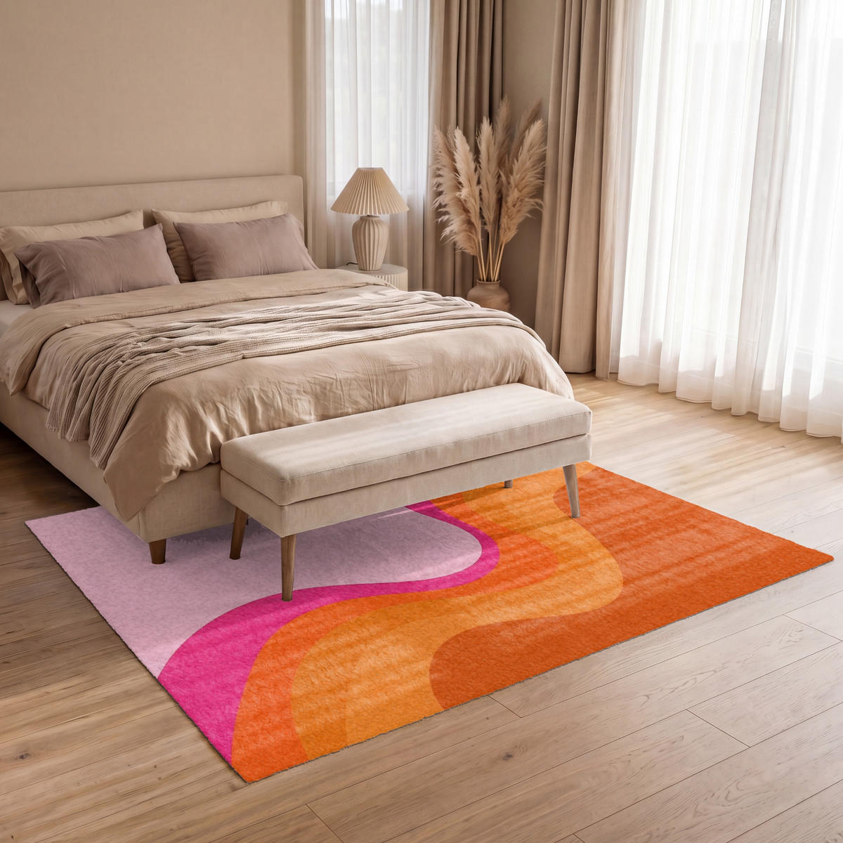 TEPPICH - Retro - Wellen - Farbenfroh - 200x140 cm - Multicolor, Kunststoff/Textil (200/0.4cm) - OnlyWow