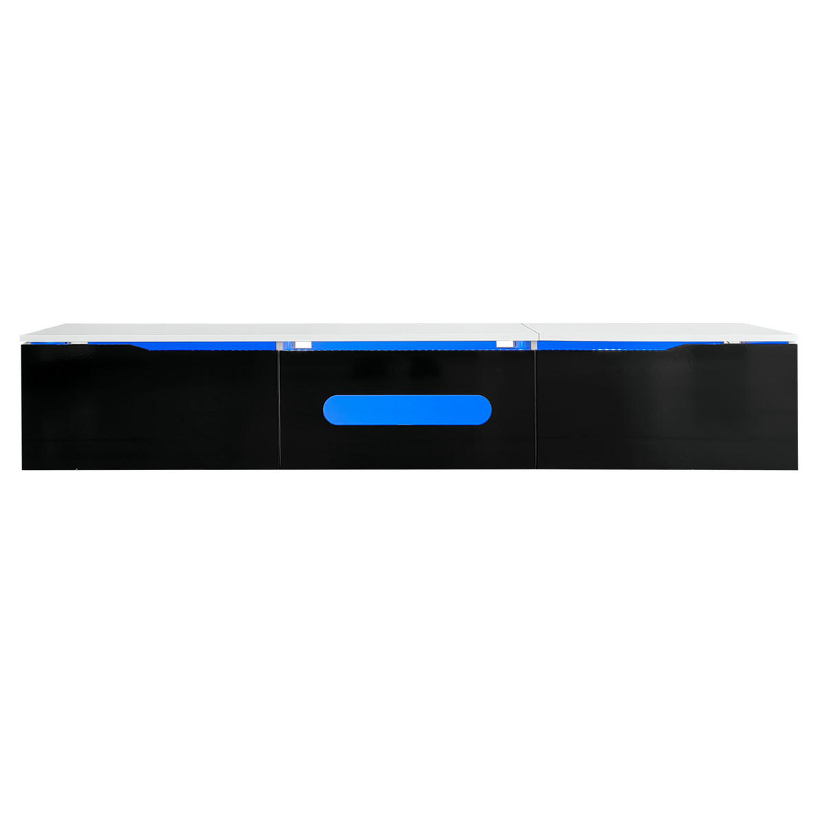 TV-ELEMENT mit LED 180 x 35 x 30 cm Schwarz Weiß wandmontierbar - Schwarz, Holzwerkstoff (35/30/180cm) - Beauniv