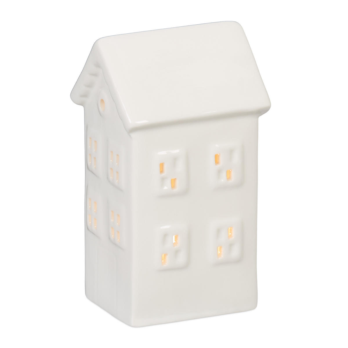 TEELICHTHAUS - Weiß, Keramik (12cm) - Relaxdays