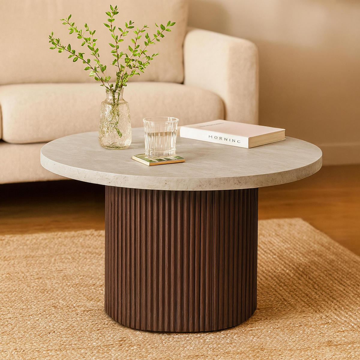 COUCHTISCH, dunkles Holzeffekt - Braun, Holz (70/70/45cm) - Oviala