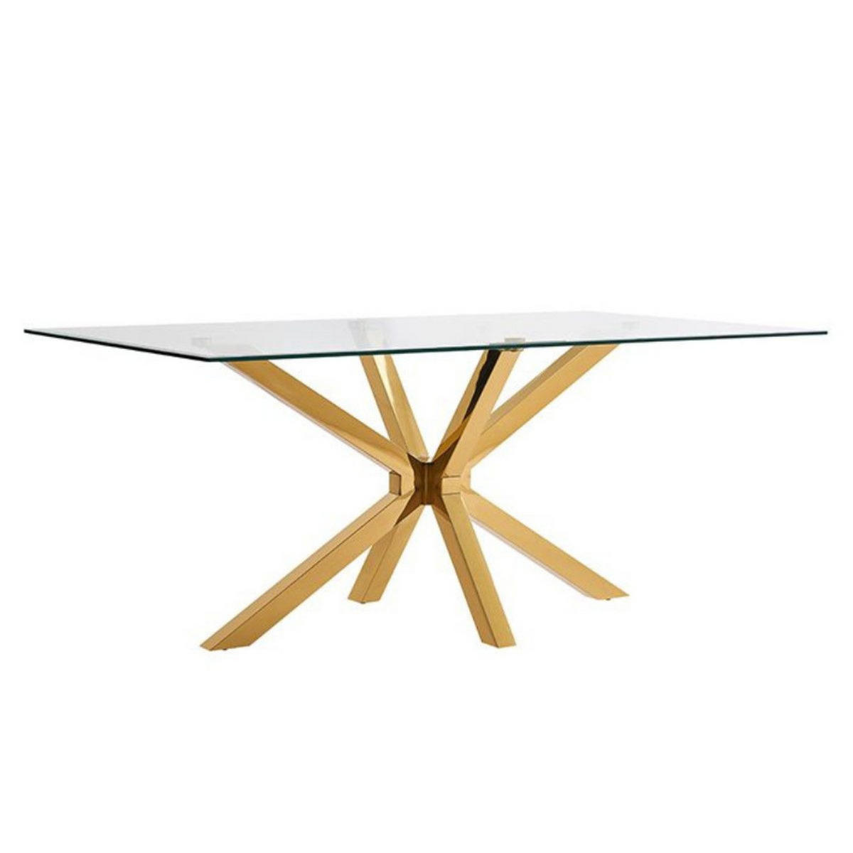 ESSTISCH Terni 180 mit edlen Edelstahlbeinen - Goldfarben, Glas (180/100/76cm) - alesvelt