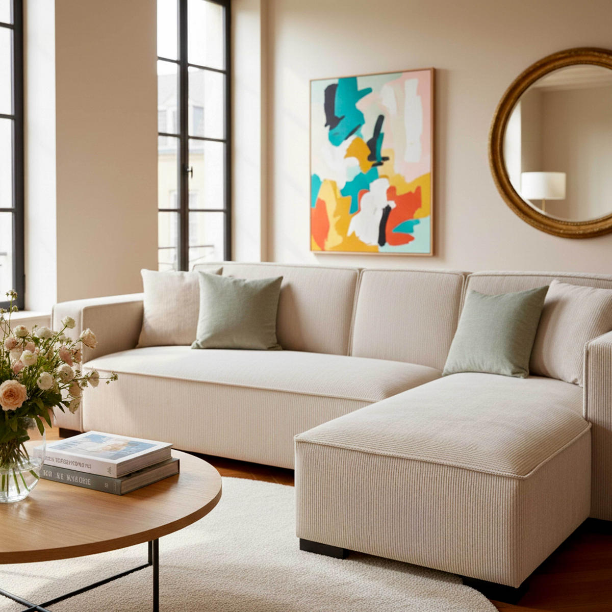 SOFA 3-Sitzer, Weiß - Weiß, Textil (160/247cm) - Oviala