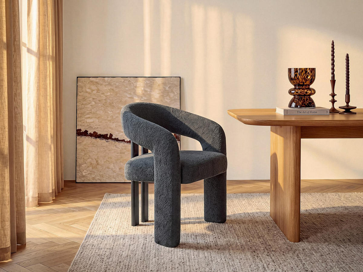 STUHL - 65 cm x 58 cm - holz - schwarz, anthrazitgrau Noreti - Schwarz, Textil (65/79/58cm) - Vente-Unique