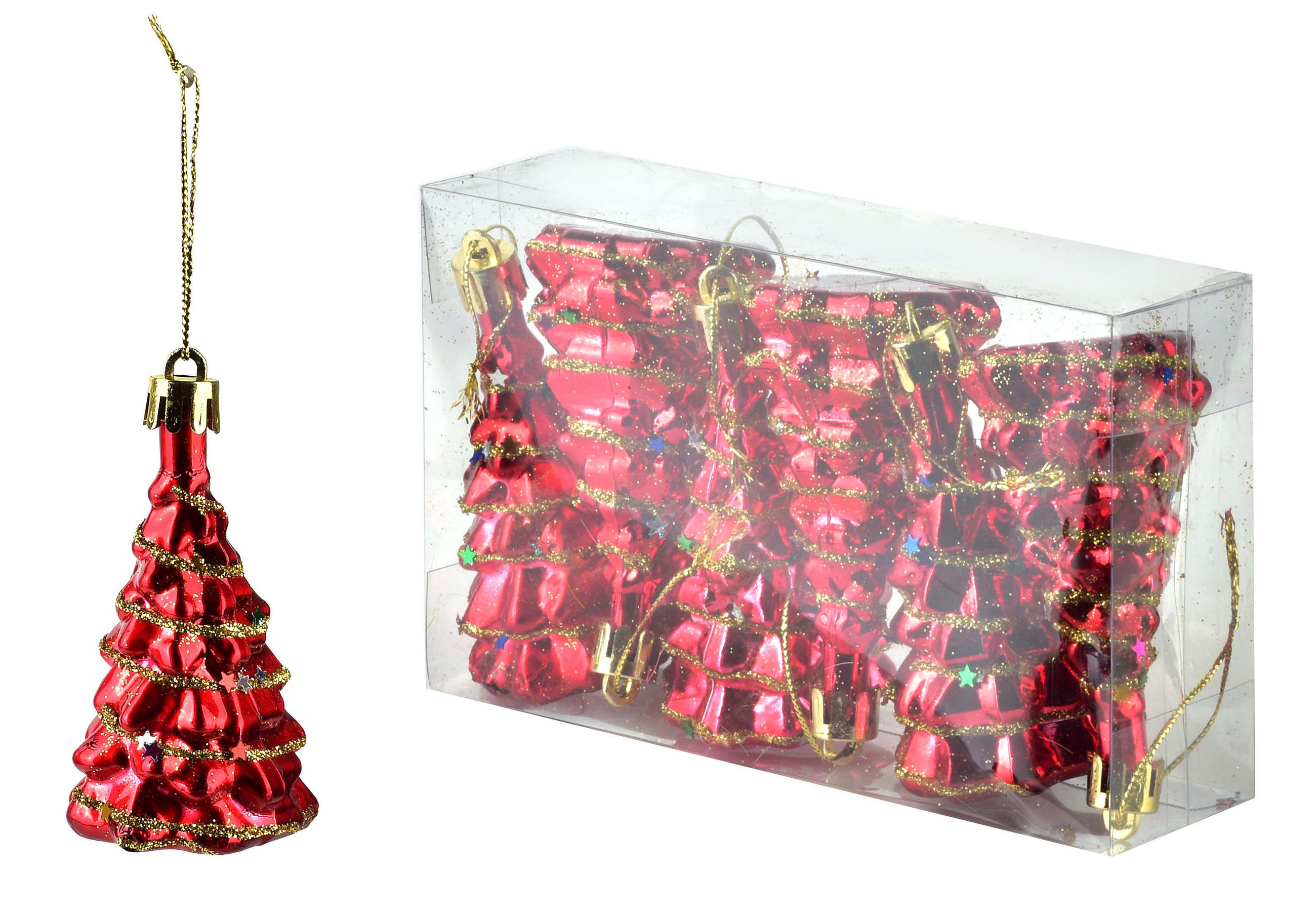 CHRISTBAUMKUGEL-SET Santa Lila Rot 15/9/4 cm Kunstoff - Rot, Kunststoff (9/4/15cm) - Mondex