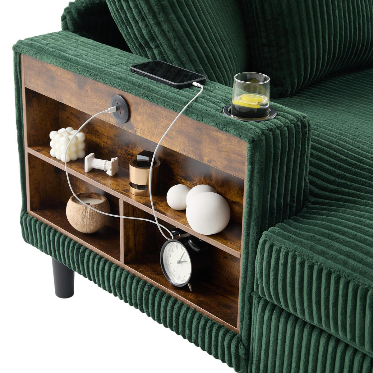 RELAXLIEGE XXL Polsterliege,Relaxsessel,Cord,Grün - Grün, Textil (129/70/170cm) - LVHOM