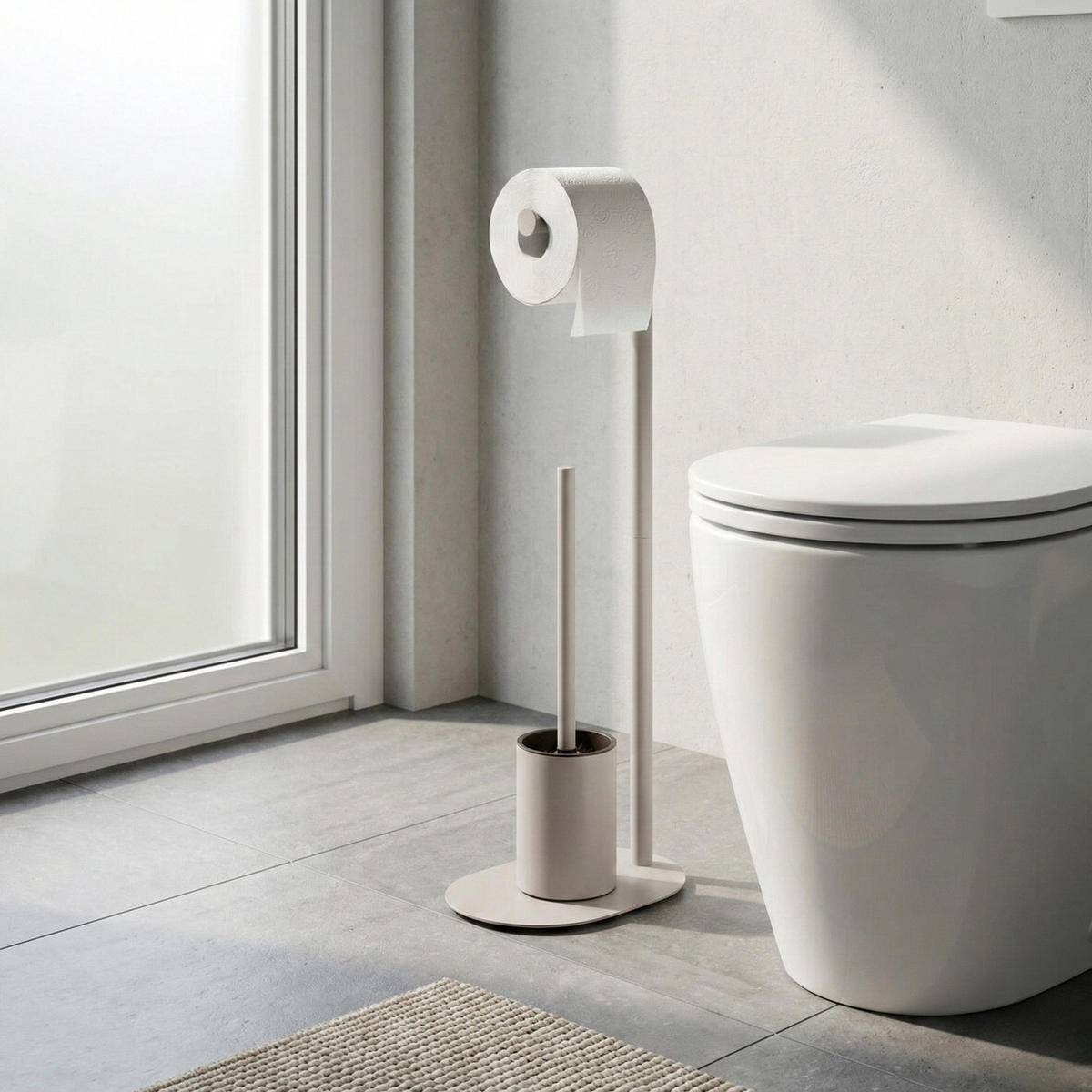 WC-GARNITUR und Toilettenpapierhalter) 23/17/63 cm - Beige, Metall (17/63/23cm) - ZELLER