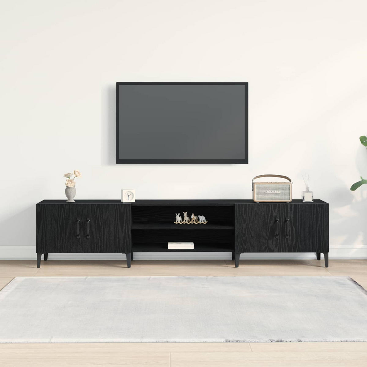 TV-SCHRÄNK Schwarz Eichen-Optik 180/31,5/40 Cm - Schwarz, Holzwerkstoff (31.5/40/180cm) - vidaXL