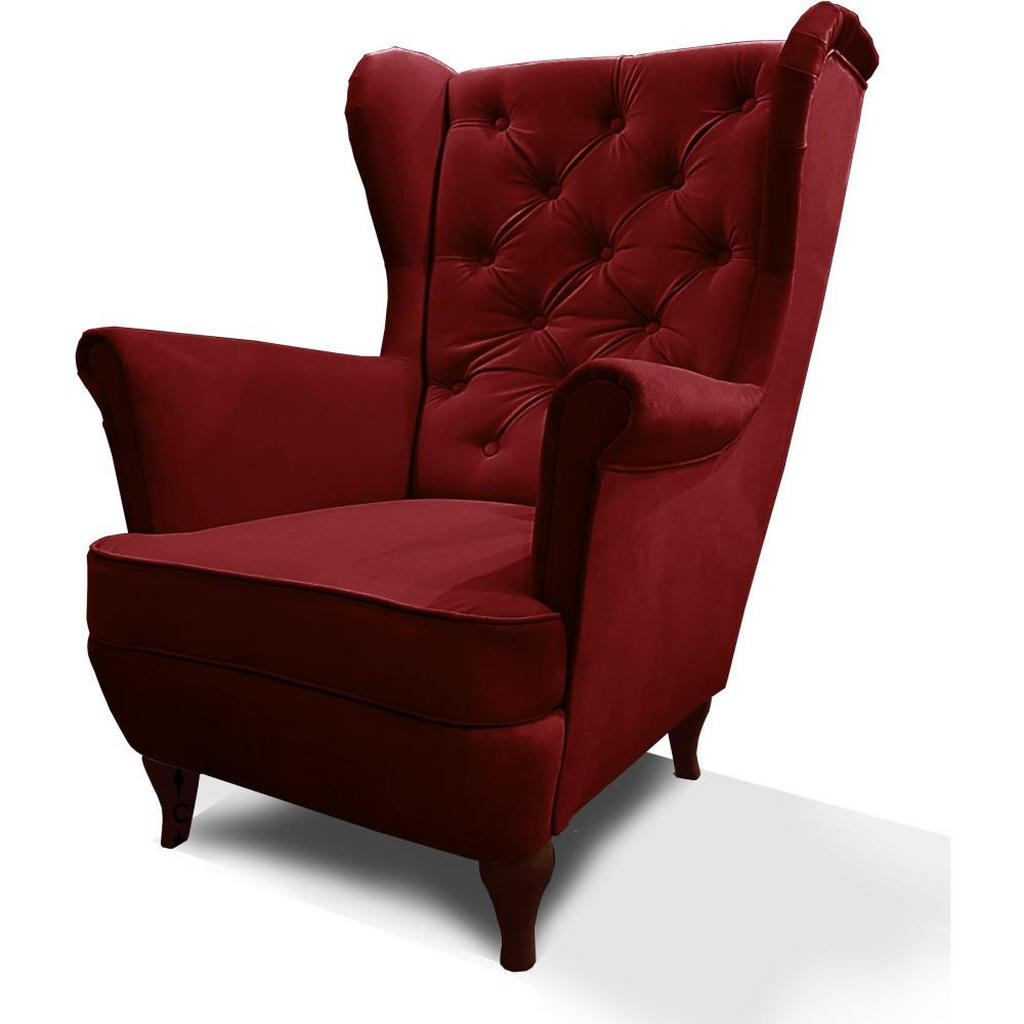 Beautysofa KŘESLO Chesterfield Falco bordó s nohami v barvě wenge