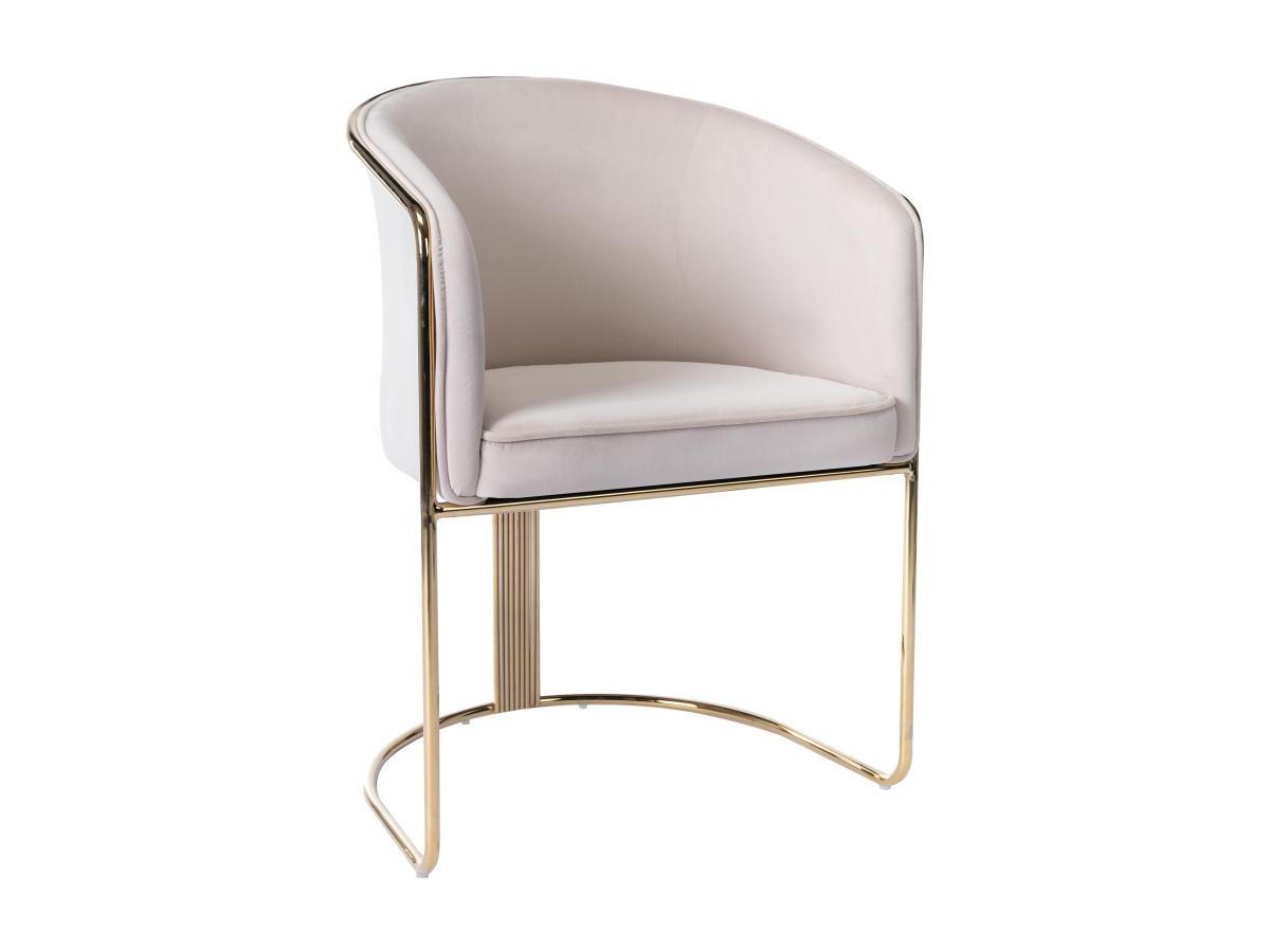STUHL mit Armlehnen - Samt & Metall - Beige und Goldfarben - JOSETHE - Creme, Textil (52.5/82.5/59.5cm) - Pascal Morabito