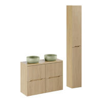 BADMÖBEL-SET 6 Teile -Nordic Cremona N BM390 in Cremona-Eiche - Eichefarben, Holz (120/170/46.5cm)