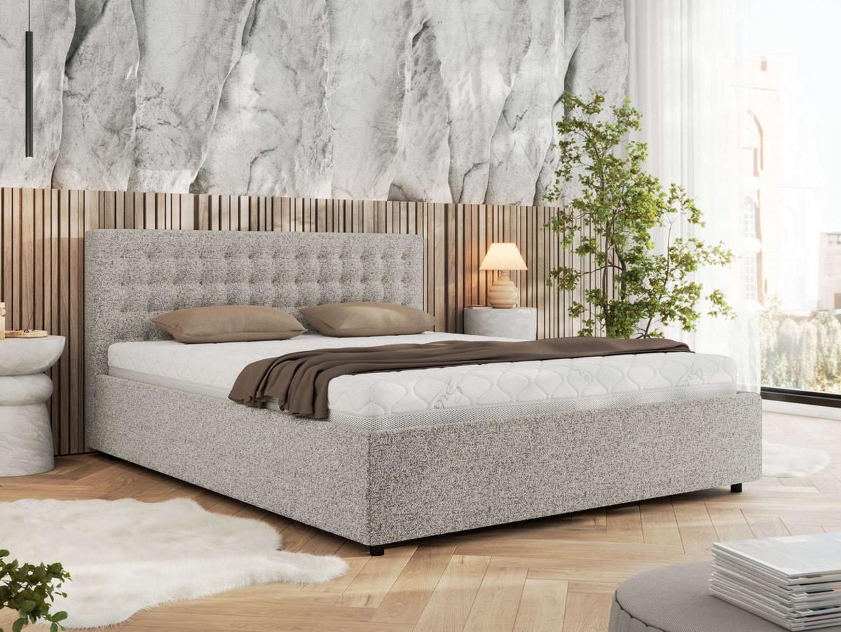 POLSTERBETT PAVO CLASSIC 160/200 - Hellgrau Strukture - Multipocket-Matratze - Hellgrau, Textil (160/200cm) - MKS