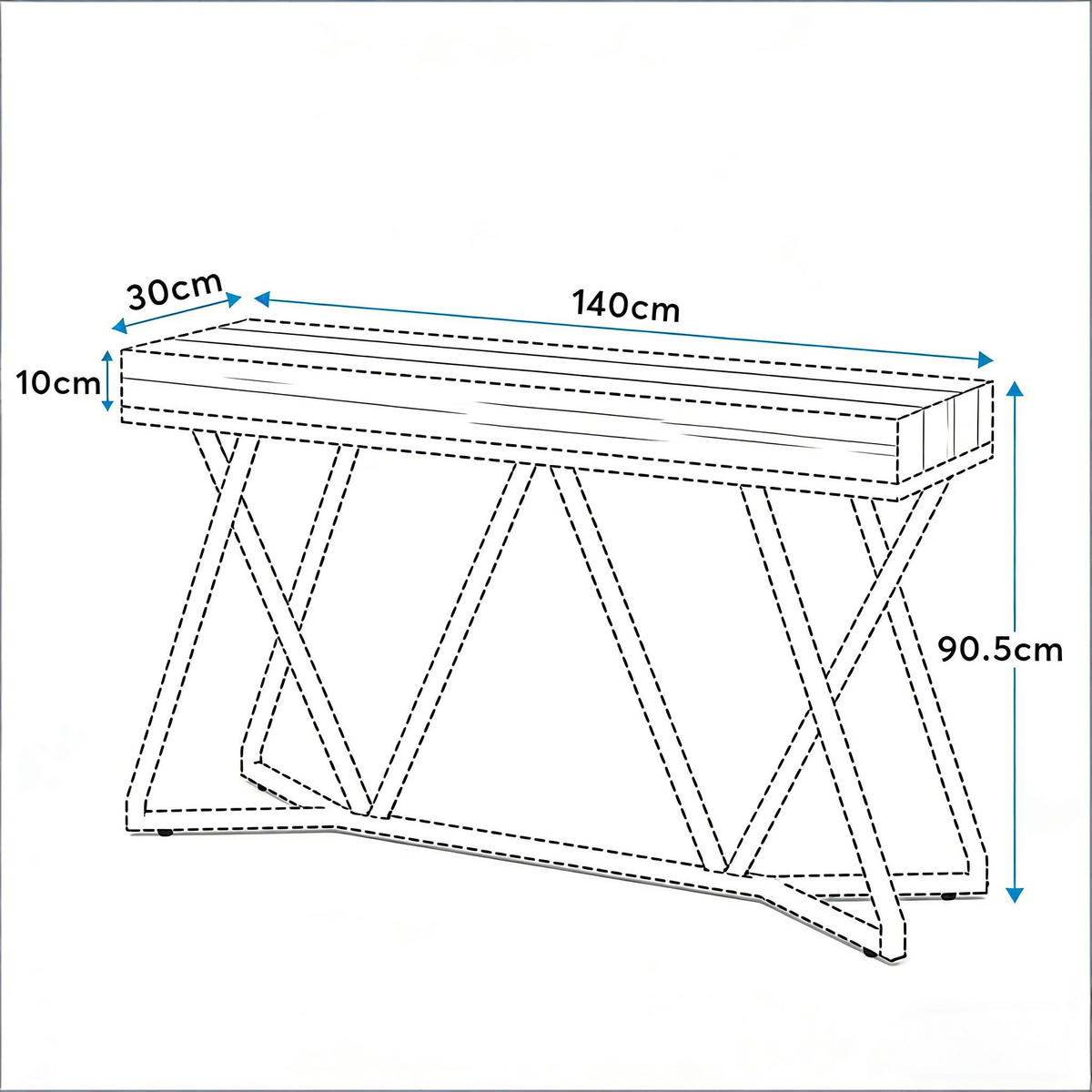 KONSOLENTISCH Schwarz-Braun 140/30/90 cm - Schwarz, Holzwerkstoff (30/140/90cm) - PANGIVO