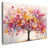 LEINWANDBILD Aquarell - Baum - Kunst - Abstrakt Wanddeko 90x60 cm - Multicolor, Textil (90/60cm) - MuchoWow
