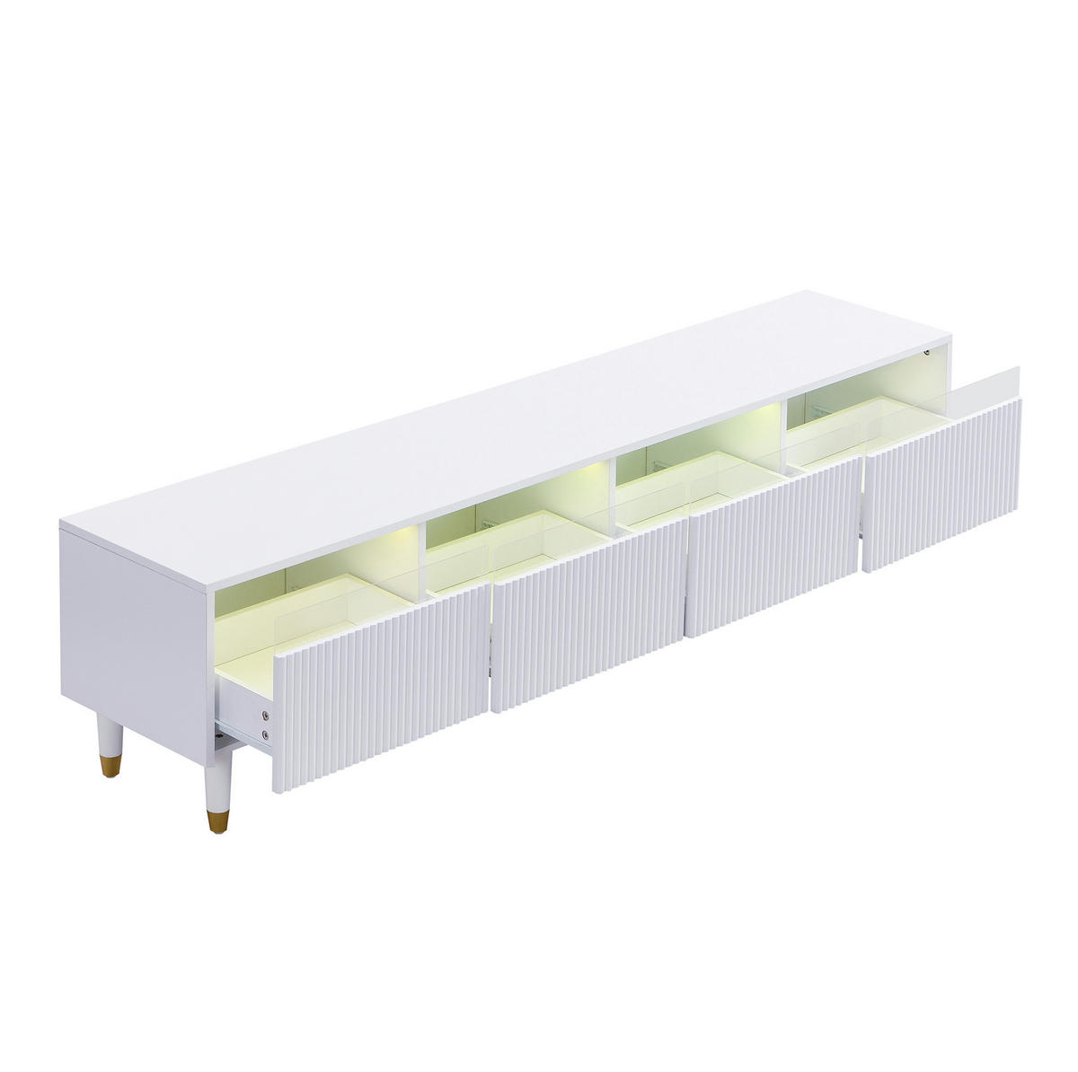 TV-SCHRANK aus MDF 178x35x45 cm Weiß mit 4 Schubladen, Kabeldurchführung und minimalistischem Design - Weiß, Holzwerkstoff (178/45/35cm) - Modfu