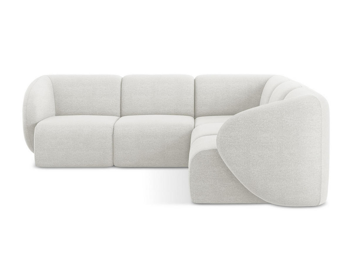 ECKSOFA Bouclé Stoff Weiß - Schwarz/Weiß, Holzwerkstoff/Kunststoff (251/251cm) - Makamii