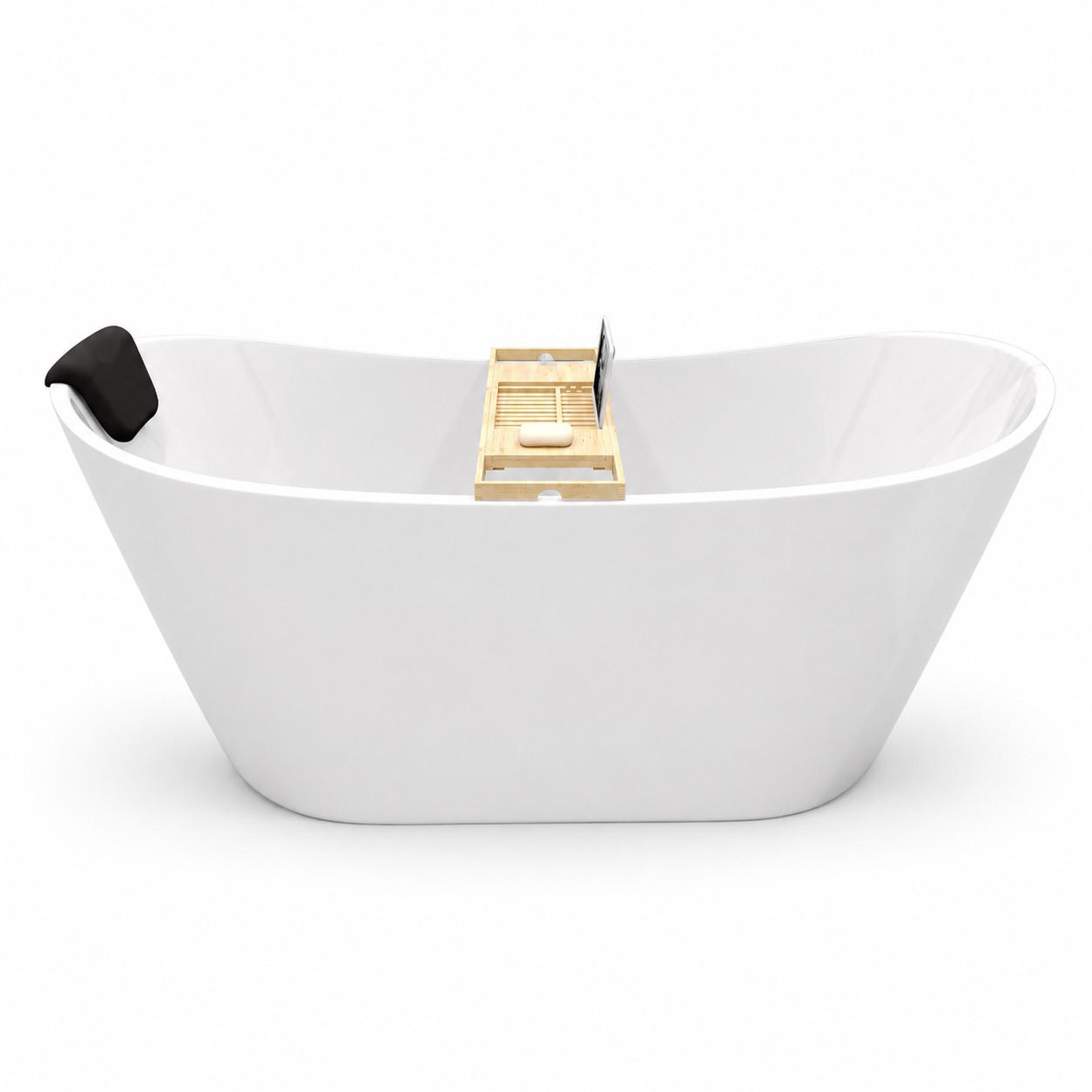 BADEWANNE rossa freistehend 170/80 cm, 3-tlg. Set Kopfstütze kodi Klick-Klack-Ablauf - Weiß, Kunststoff (80/72/170cm) - bad land