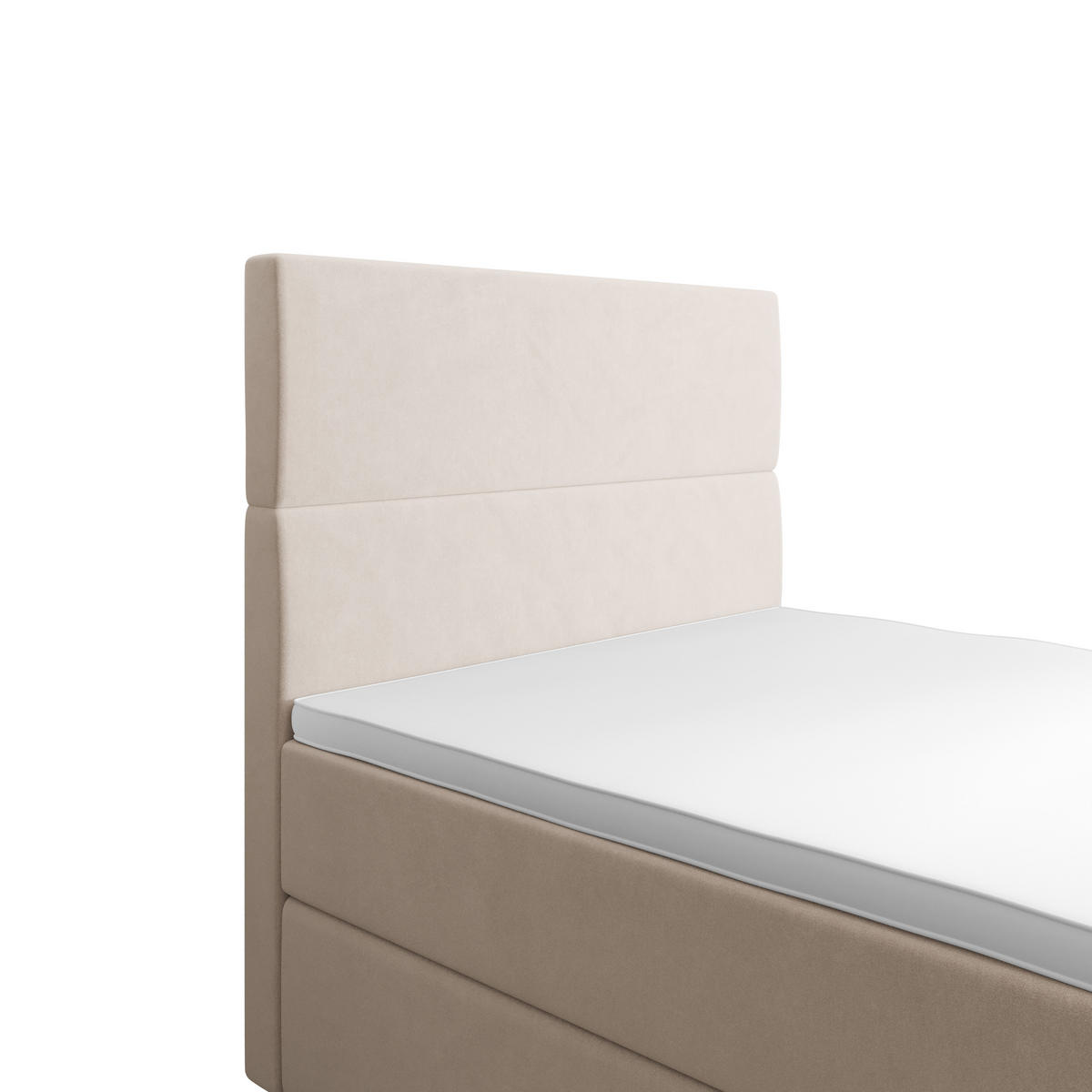 BOXBETT FLO 120x200 Itaka 16, mit Matratze H3, Bonell und Topper, Creme - Creme, Holz/Textil (120/200cm) - Bedante