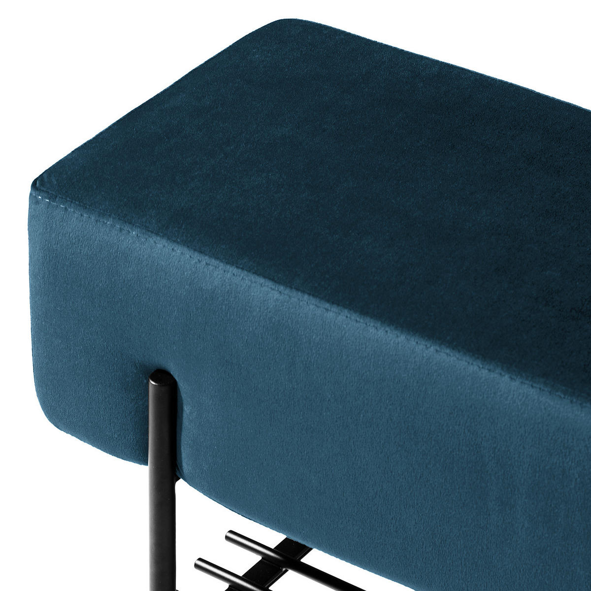 POLSTERBANK - Samt - Schwarz/Dunkelblau, Metall (90/46/34cm) - home24