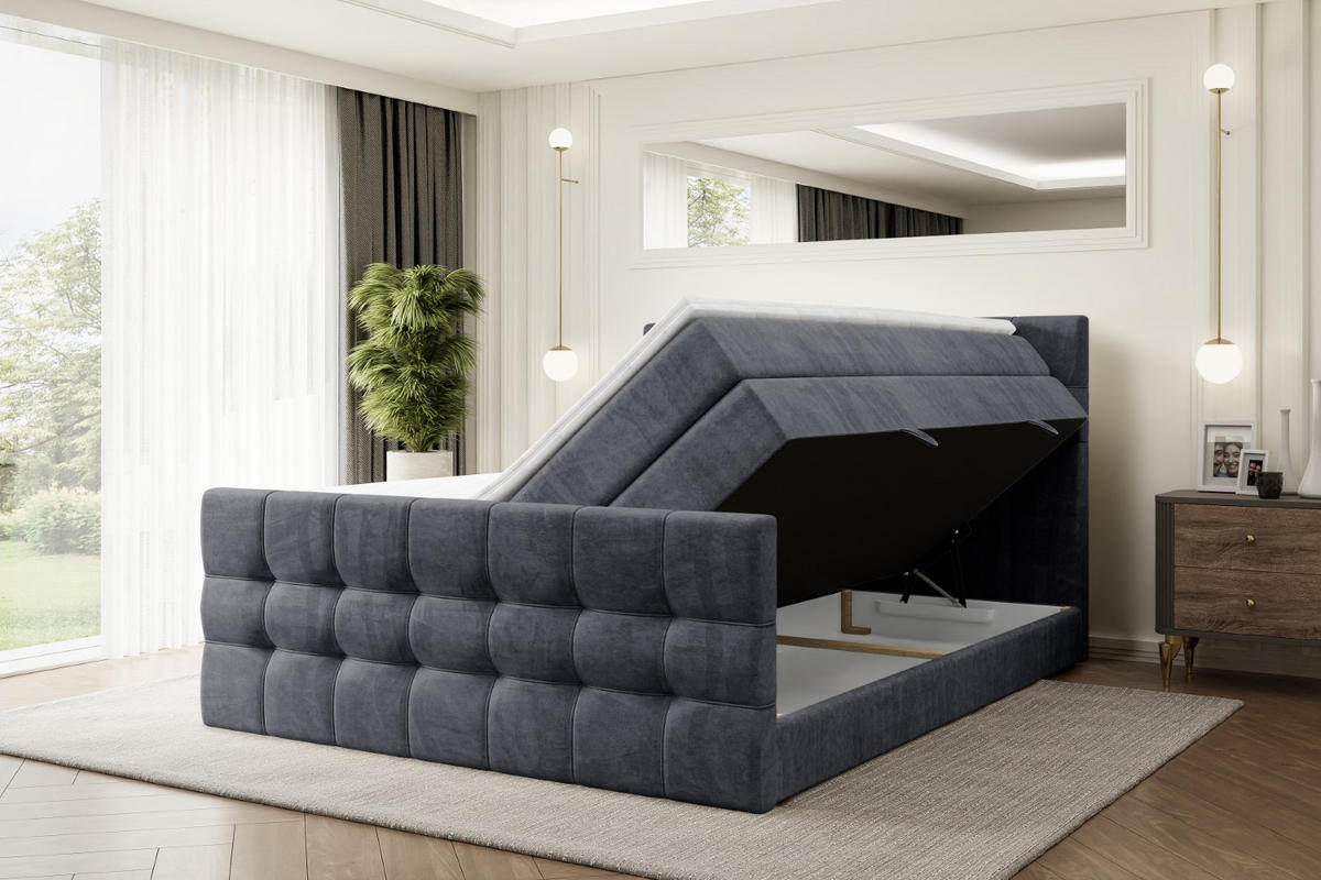 BOXSPRINGBETT BERO-Z KING - 120 x 200 - H3/H4 - Dunkelgrau - Dunkelgrau, Holzwerkstoff (120/200cm) - ALTDECOR