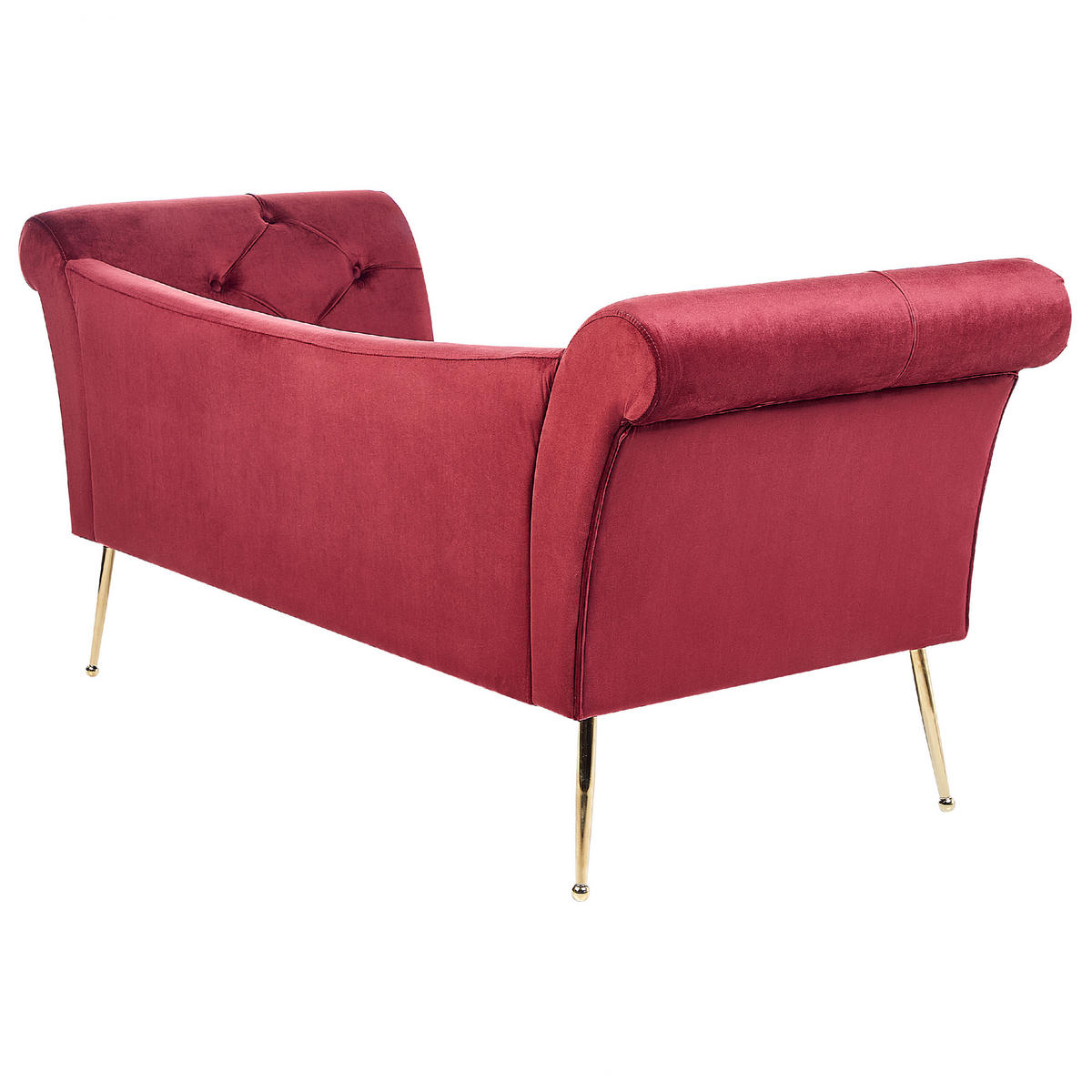 CHAISELONGUE Samtstoffdunkelrot/gold Nantilly - Rot/Goldfarben, Textil (175/76/70cm) - Beliani