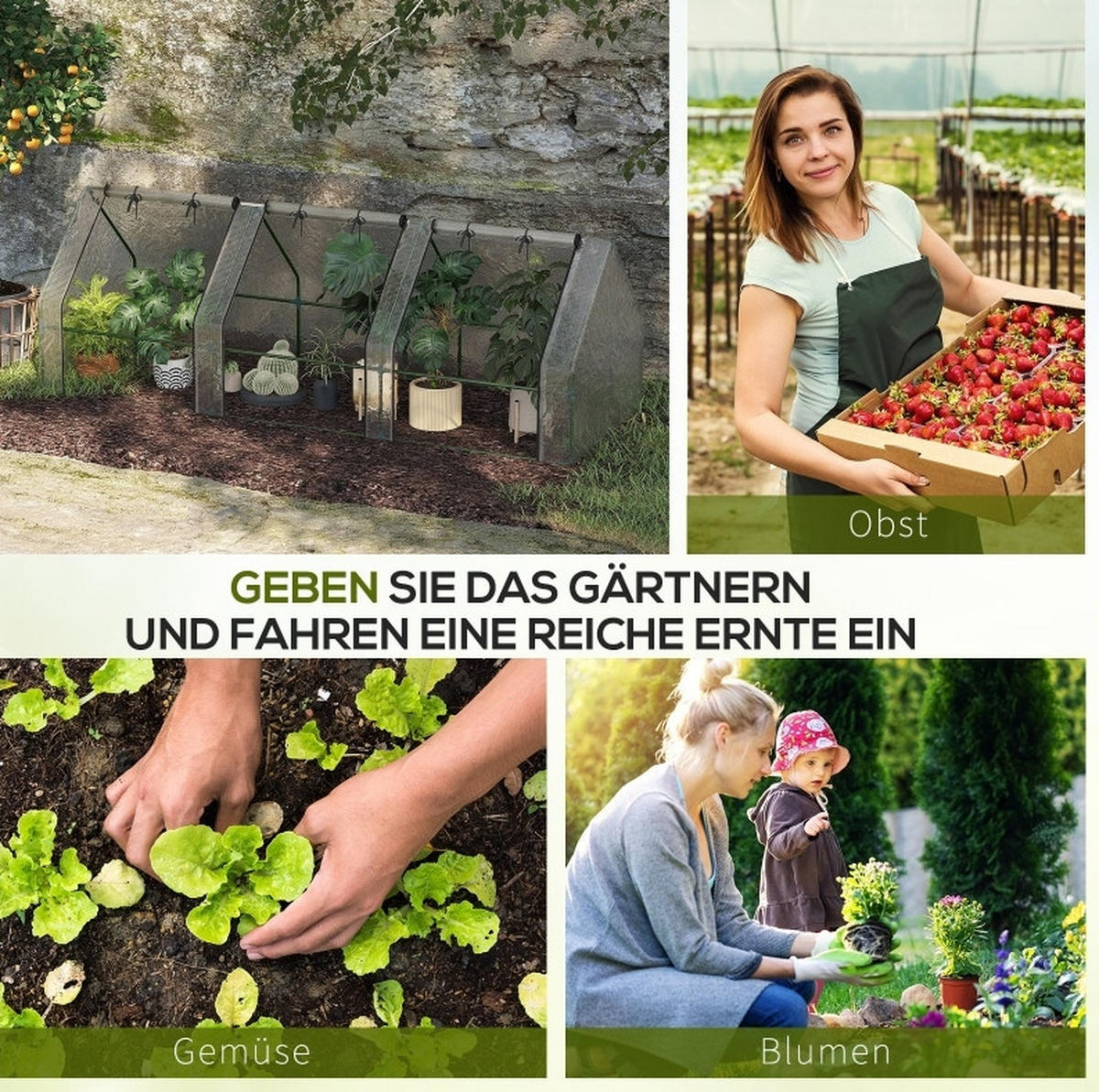 GEWÄCHSHAUS 270/90/90 cm Weiß aus Stahl mit 3 Rollfenstern - Weiß, Metall (90/90/270cm) - OKMYHOME