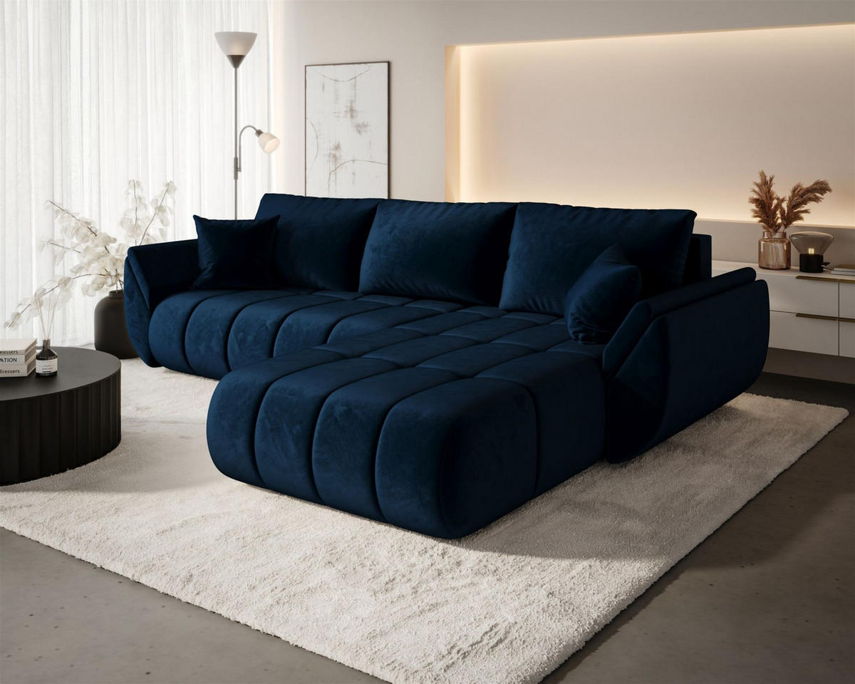 ECKSOFA Misato In Monolith - Dunkelblau, Holzwerkstoff/Textil (280/175cm) - Fun Möbel