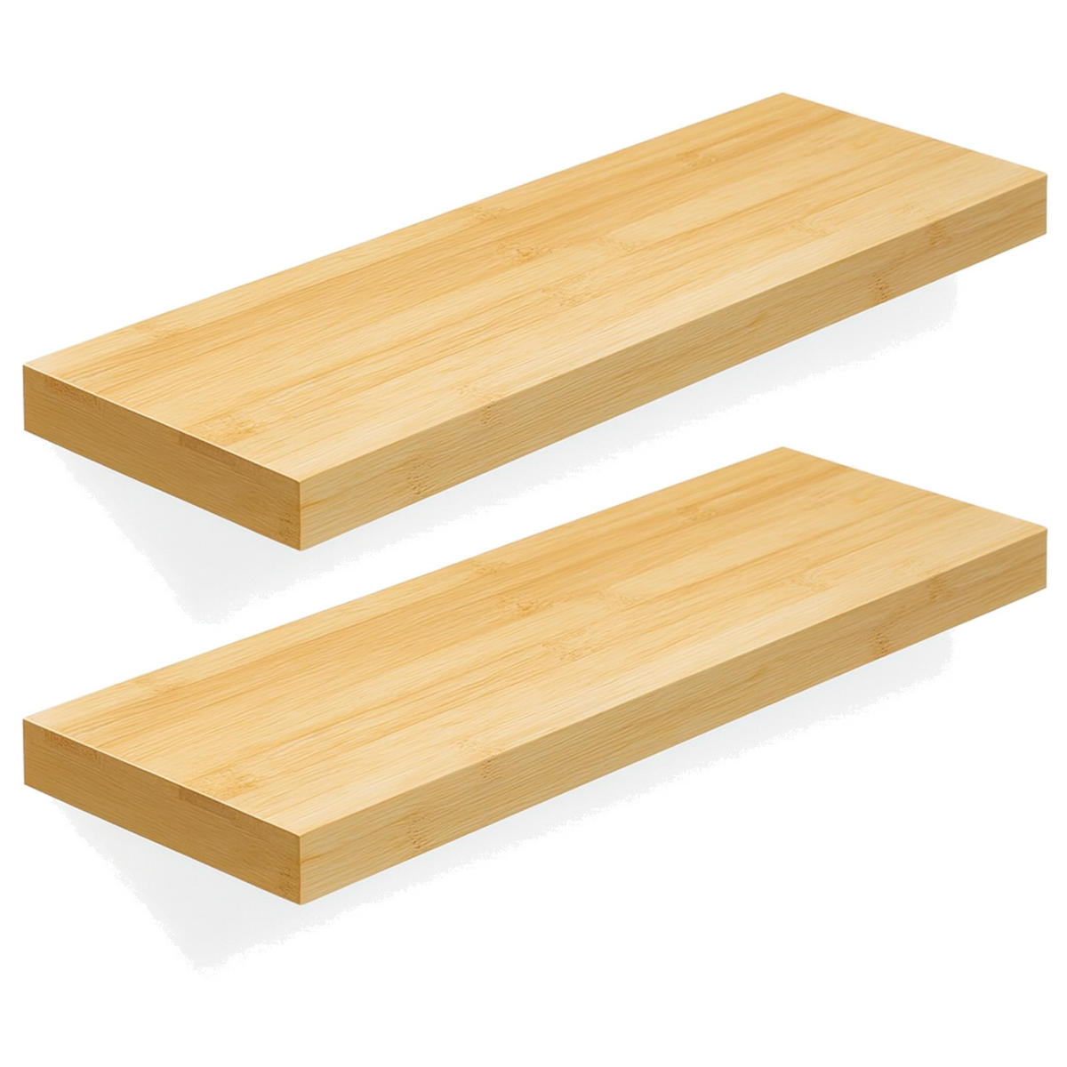 WANDREGAL Bambusoptik Naturfarben 2er Set 60x20x4 cm - Naturfarben, Holzwerkstoff/Metall (60/3.8/20cm) - Begryf