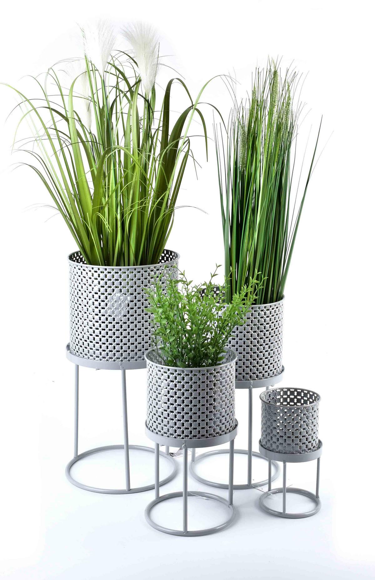 BLUMENTÖPFEN Swen Grau 25/23/46 cm Metall - Grau, Metall (3/46cm) - Mondex