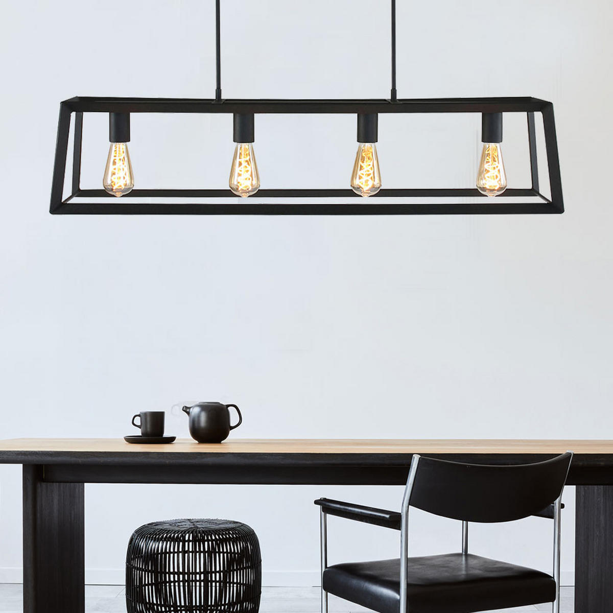 HÄNGELEUCHTE Buckley Metall Schwarz - Schwarz, Metall (100/20/130cm)