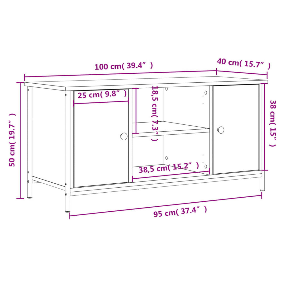 TV-SCHRANK Sonoma-Eiche 100/40/50 Cm Holzwerkstoff - Braun, Holzwerkstoff (100/50/40cm) - vidaXL