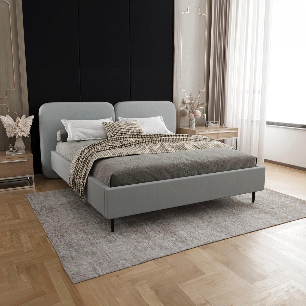 BOXSPRING KREVET 160/200 Luz Sivi - siva, drvo (160/200cm) - Petits-meubles