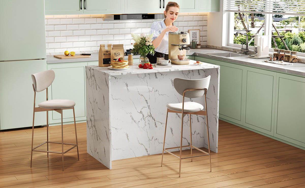 KÜCHENINSEL 120/90,5/60 cm Weiß aus MDF mit Barbereich - Weiß, Holzwerkstoff (60/90.5/120cm) - OKMYHOME
