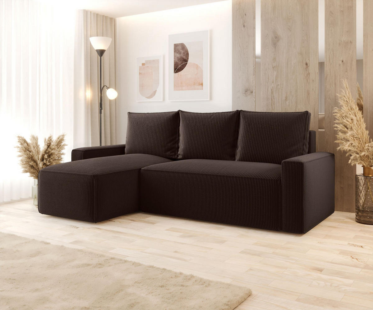 ECKSOFA mit Schlaffunktion SAVIO Poso 06 Links - Braun, Textil (232/140cm) - Bedante
