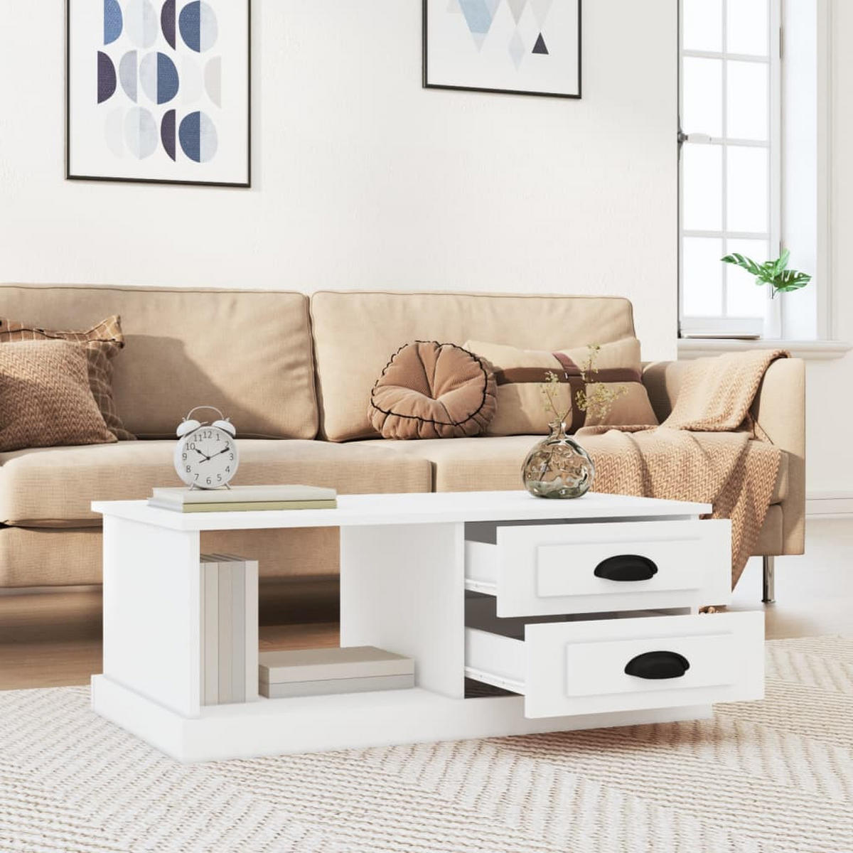 COUCHTISCH Weiß 90x50x35 cm Holzwerkstoff - Weiß, Holzwerkstoff (90/50/35cm) - furnicato