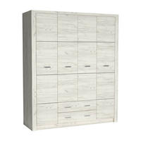 KLEIDERSCHRANK Indianapolis I-18 4-türig 178 x 214 x 58 cm Kraft Weiß - Silberfarben/Weiß, Holzwerkstoff/Metall (178/214/58cm) - Koseto