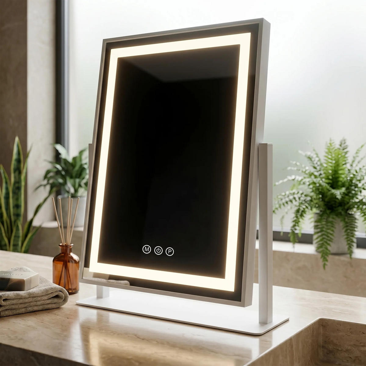 SPIEGEL Rea Led Lumi White 30x40cm - Weiß, Metall (36.5/47.5/8.5cm) - REA