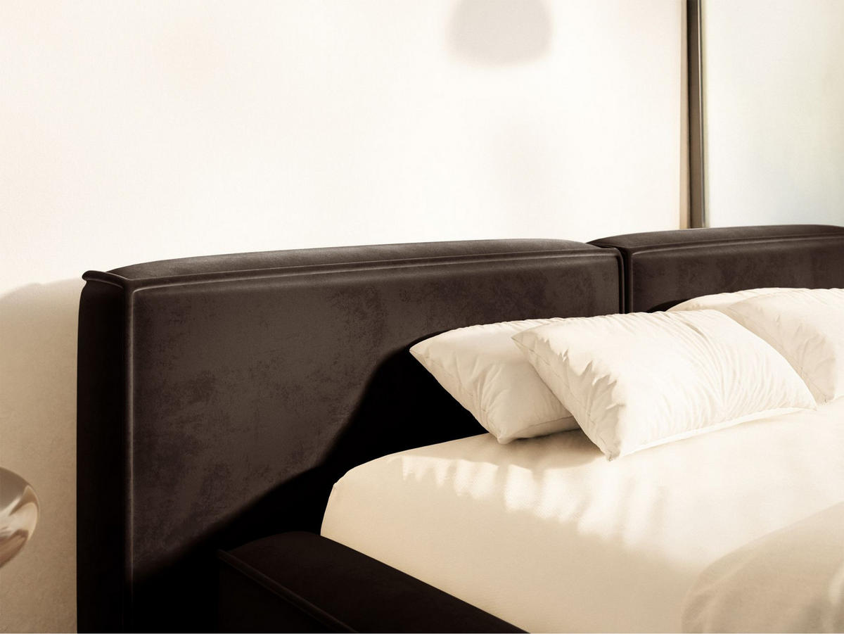 POLSTERBETT Tilves Low Braun 200x200 cm - Schwarz/Braun, Kunststoff/Textil (200/200cm) - Selsey