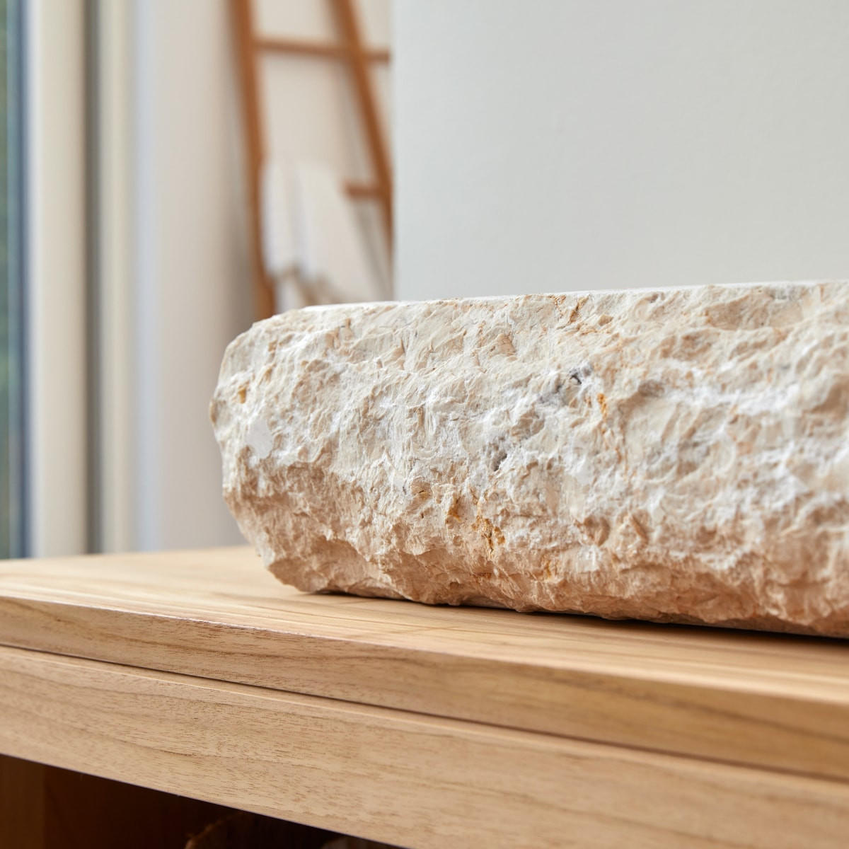 WASCHBECKEN Scrula Slim Beige aus Marmor - Beige, Stein (50/13/40cm) - Tikamoon