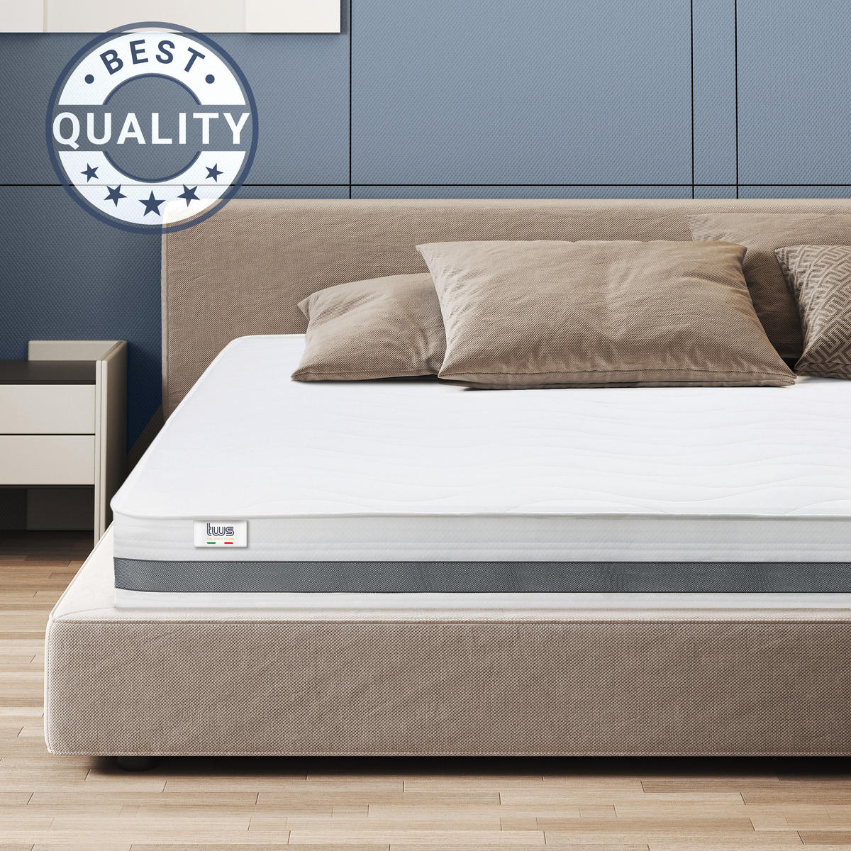 MATRATZE EINZELNE 130x190 Memory Orthopädisch, Antibakteriell, Anti-Milben, Anti-Allergie.| Höhe 16 cm - Weiß, Textil (130/190cm) - The White Stone