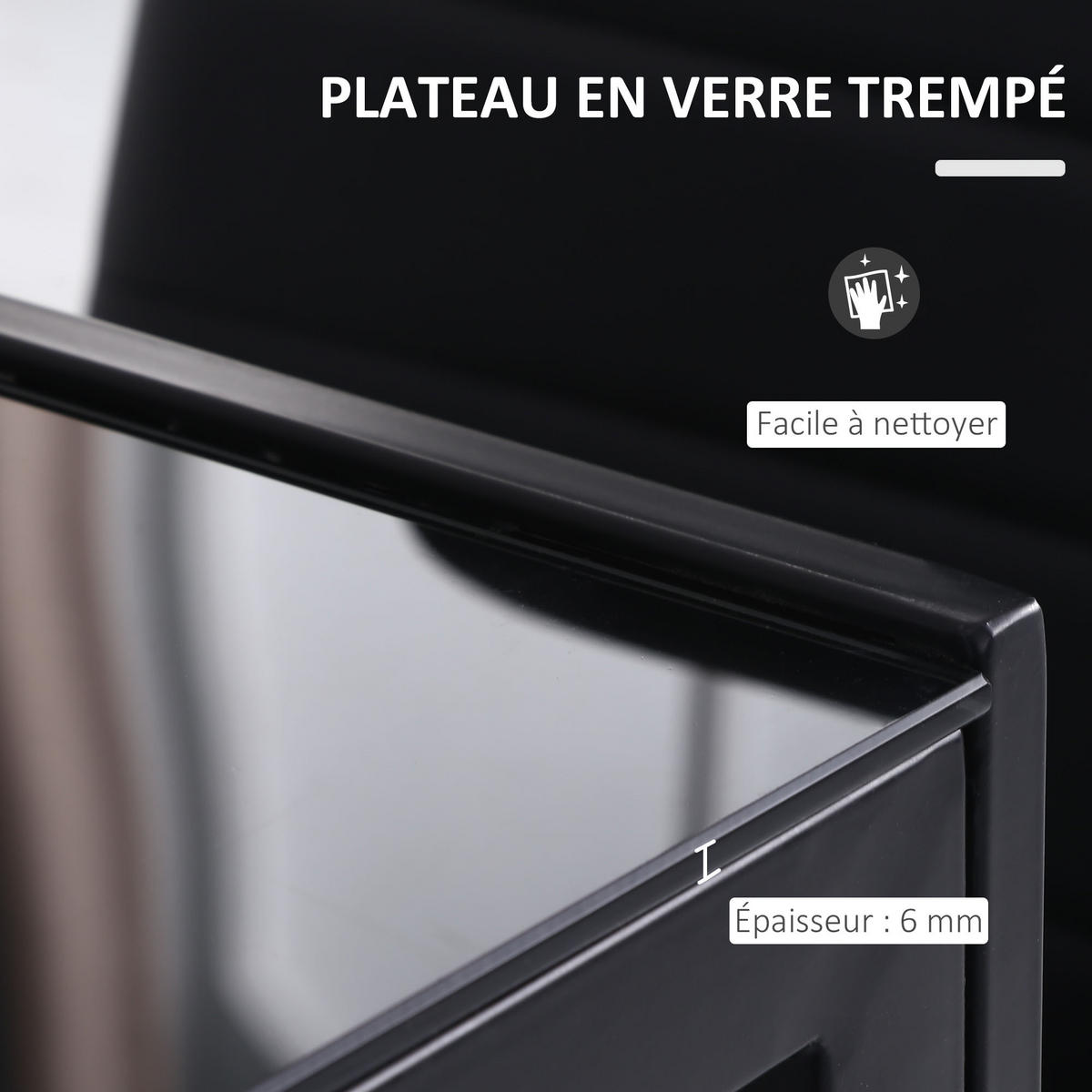 ESSTISCH DE-16519 4–6 Personen, gehärtetes Glas & Metall Schwarz - Schwarz, Metall (120/60/75cm) - ComfortXL