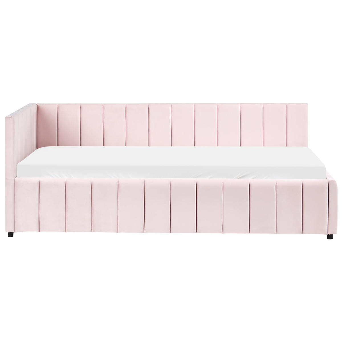 TAGESBETT Samtstoff 90/200 cm Pastellrosa Lisieux - Pink, Textil (90/200cm) - Beliani