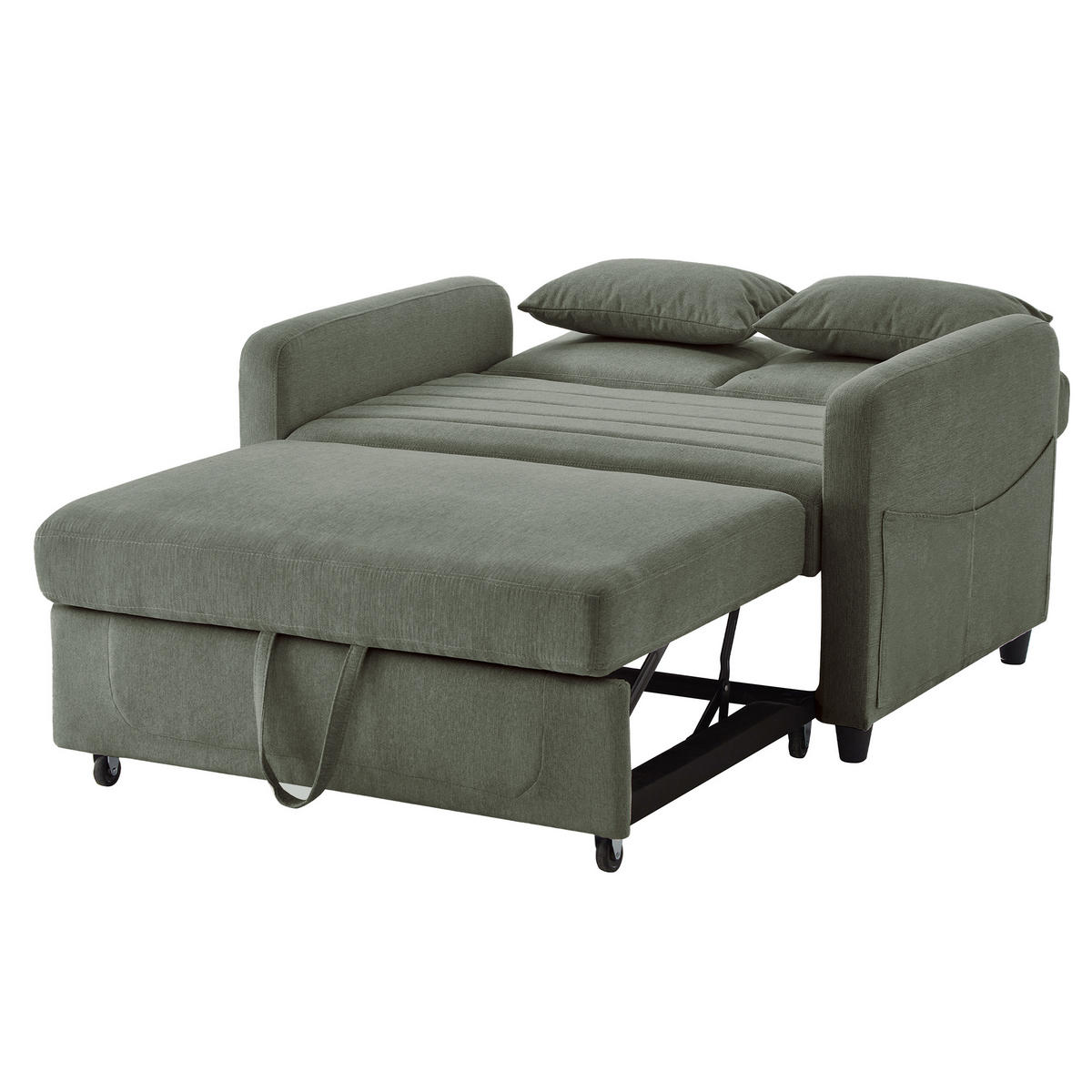 SCHLAFSOFA 114/77/82.5 cm Armeegrün mit dreistufig verstellbare Rückenlehne und Schlaffunktion - Olivgrün, Textil (114/82.5/77cm) - Oxeza