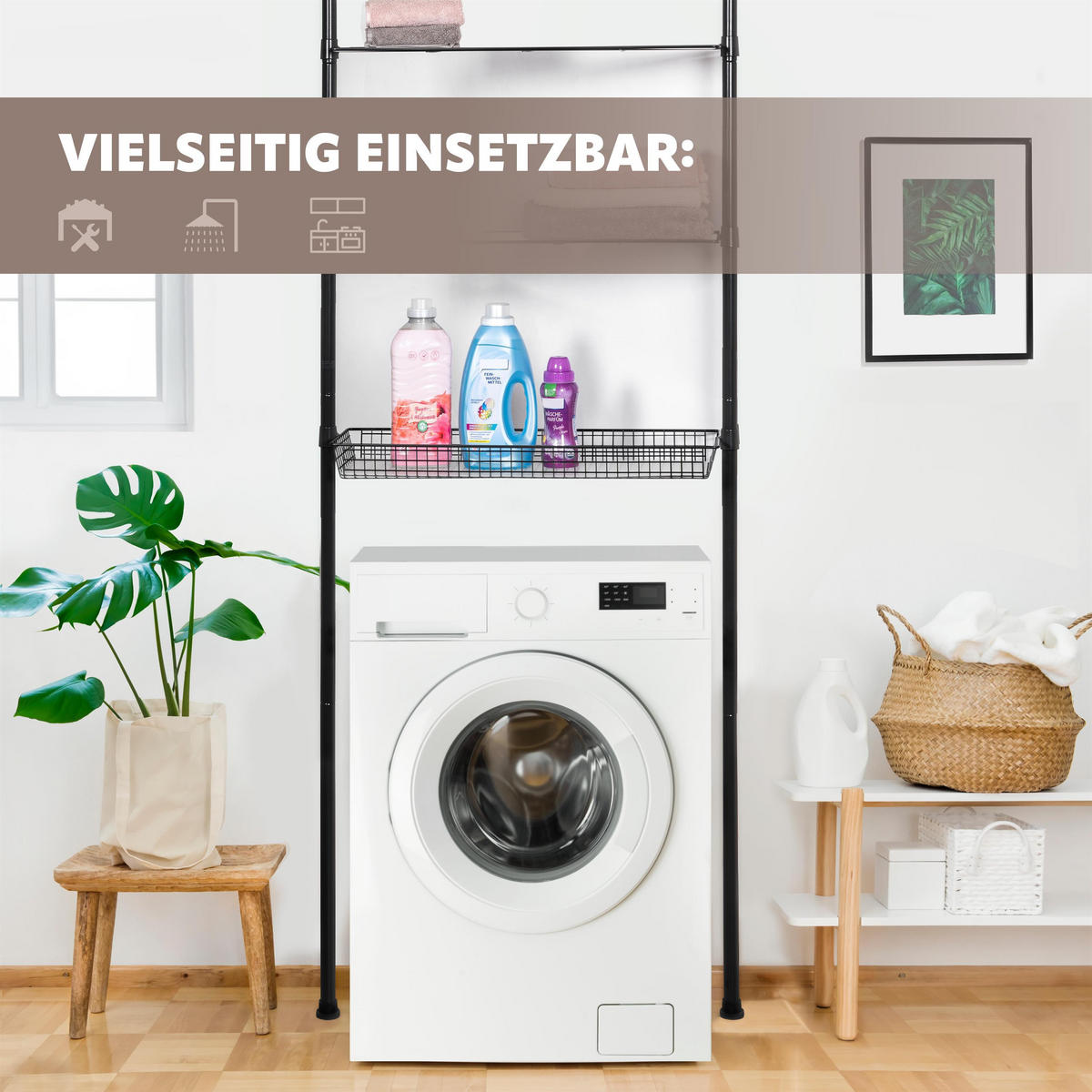 TELESKOP-REGAL, schwarz - Schwarz, Metall (71.5/290/20cm) - bremermann