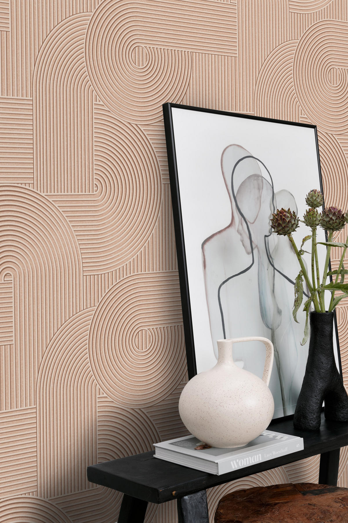 TAPETE 3D-Muster 53 cm x 10.05 m - Pink, Papier (53/1000cm) - Origin Wallcoverings
