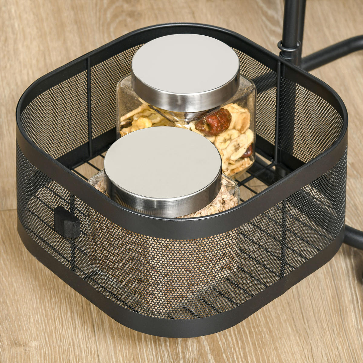 SERVIERWAGEN Stahl Schwarz - Schwarz, Metall (33/77/33cm) - HOMCOM