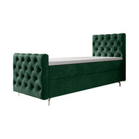BOXBETT CHESTER PLUS mit Matratze H3, Bonell und Topper 80x200 Monolith 37 Links - Dunkelgrün, Textil (80/200cm) - Bedante
