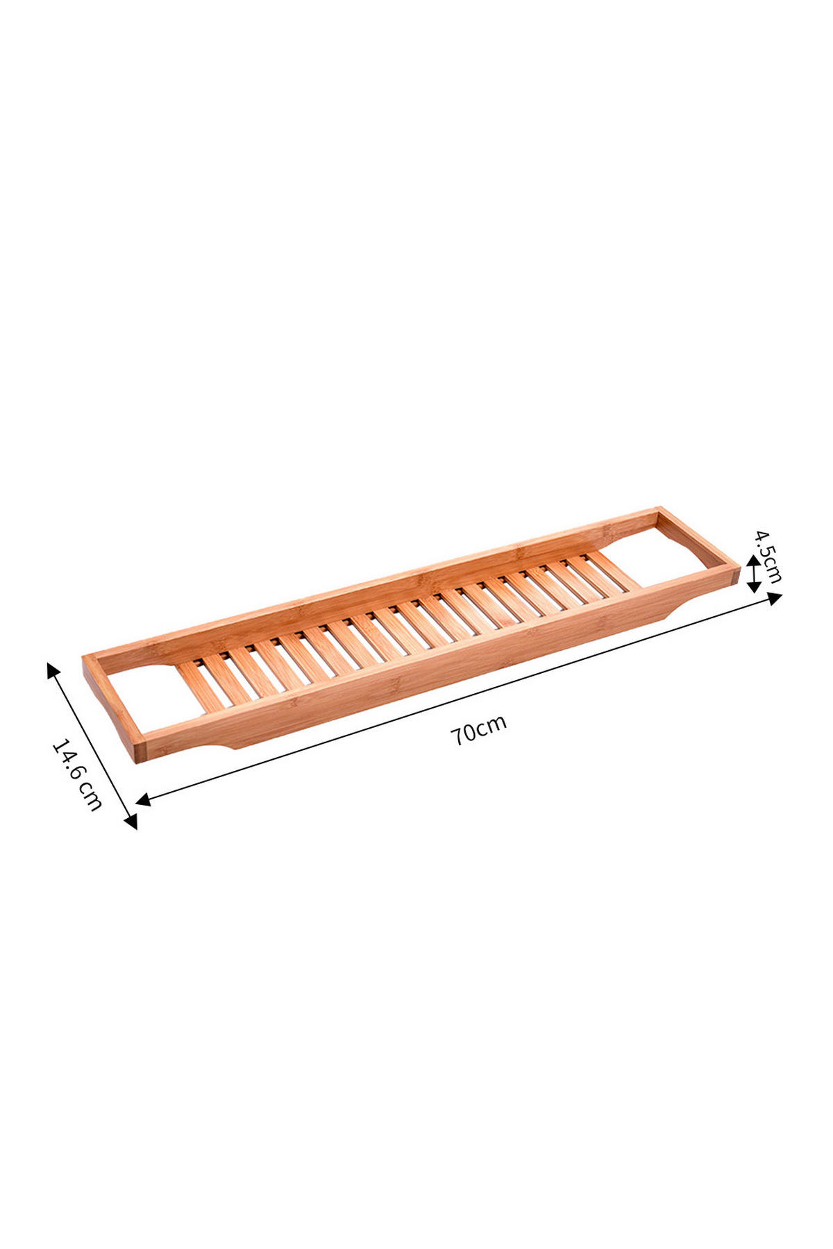 BADEWANNENABLAGE aus Bambus in natürliche Farbe Keine Montage erforderlich Ergonomisches Design 70 x 14,6 x 4,5 cm - Naturfarben, Holz (70/4.6/14.6cm) - Livingandhome